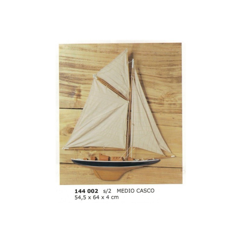 Half hull sailing boat 64x54x4cm