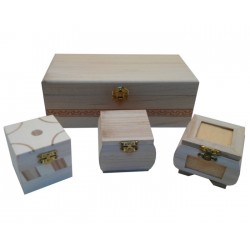 Set de cajas de madera: 1 grande + 3 pequeñas