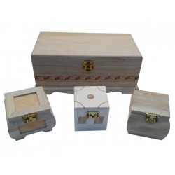 Set de cajas de madera: 1 grande + 3 pequeñas