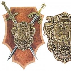 Panoply with shield and 2 swords (25cm)
