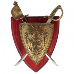 Panoply with shield and 2 sabres
