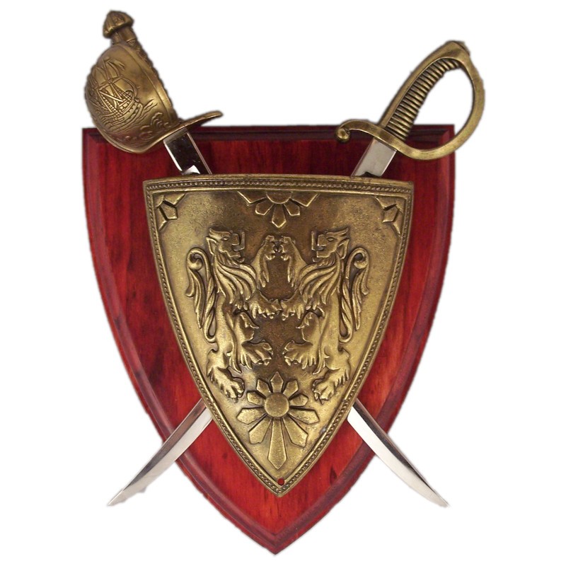 Panoply with shield and 2 sabres