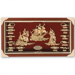 Knotboard with gilded sailboats and knots