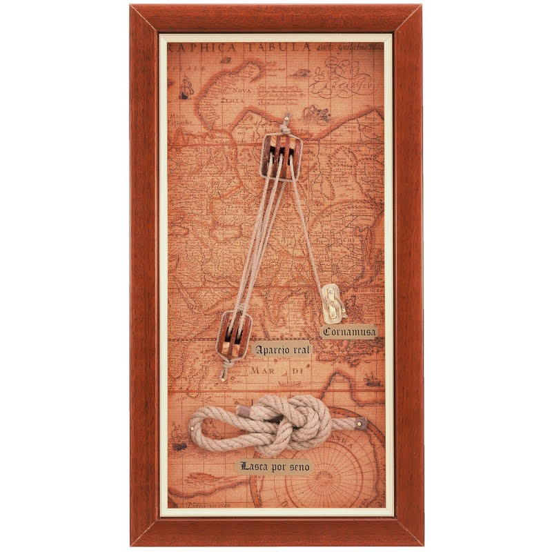 Knotboard with rigging and hemp rope knot