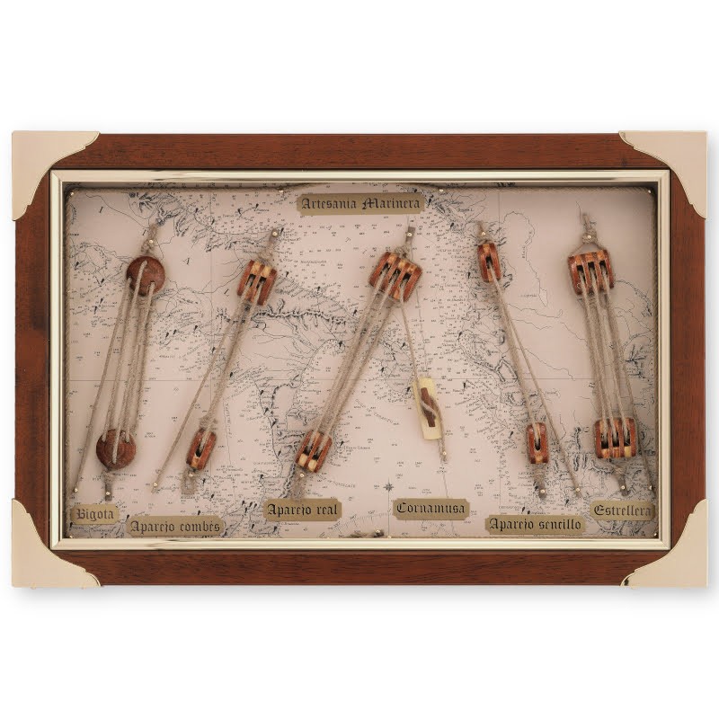 Frame showcase with rigs and nautical chart background