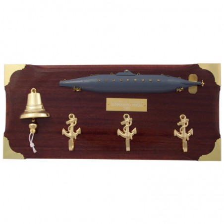 Key hanger with submarine, bell and anchors