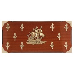 Key hanger with sailship and 10 anchor hooks