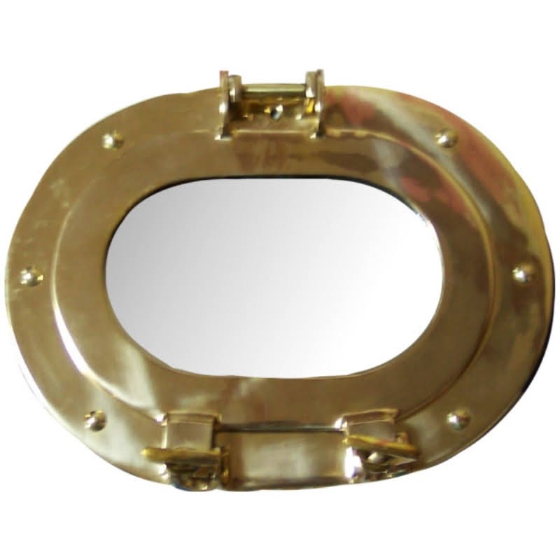Brass porthole with mirror 25x19x6cm