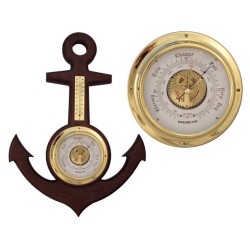 Wooden anchor with thermometer and barometer 60x44x9cm