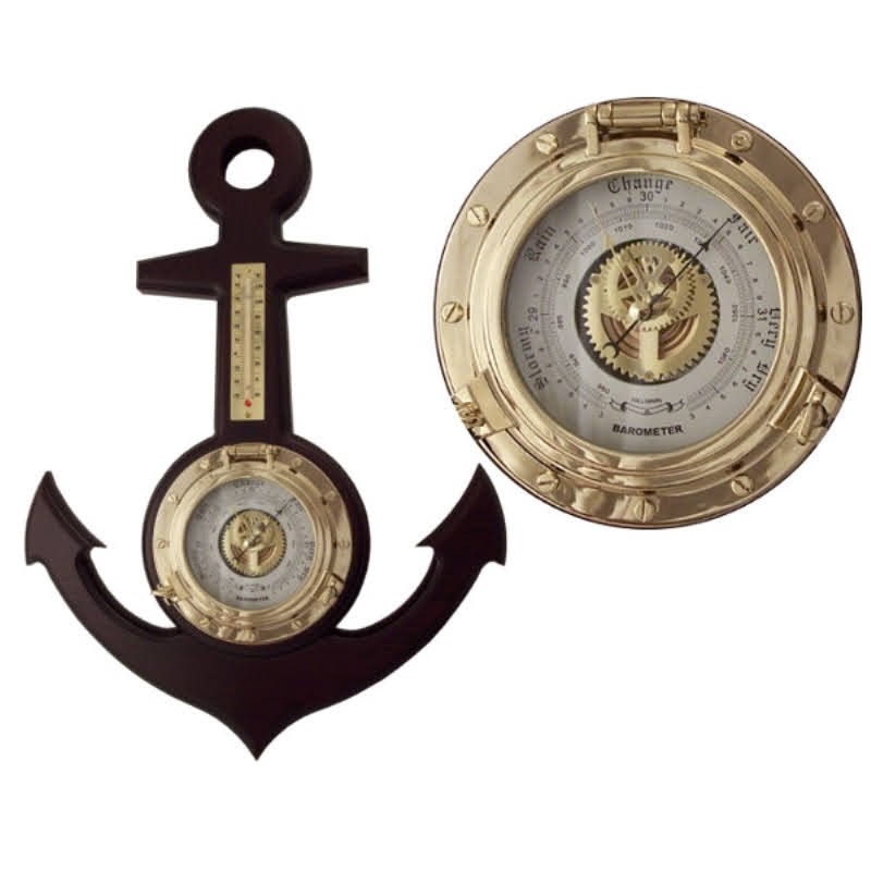 Wooden anchor with thermometer and barometer 60x44x7.5cm