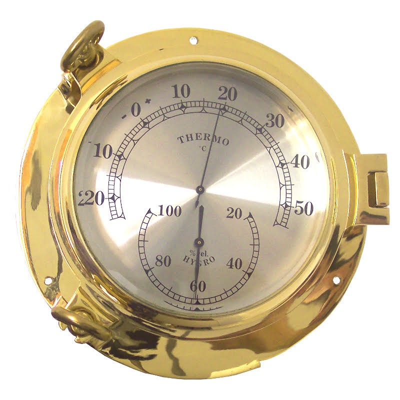 Bronze porthole 22cm with thermo-hygrometer