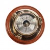 Barometer brass porthole 22cm, on wooden base