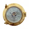 Polished brass porthole barometer 22x8cm