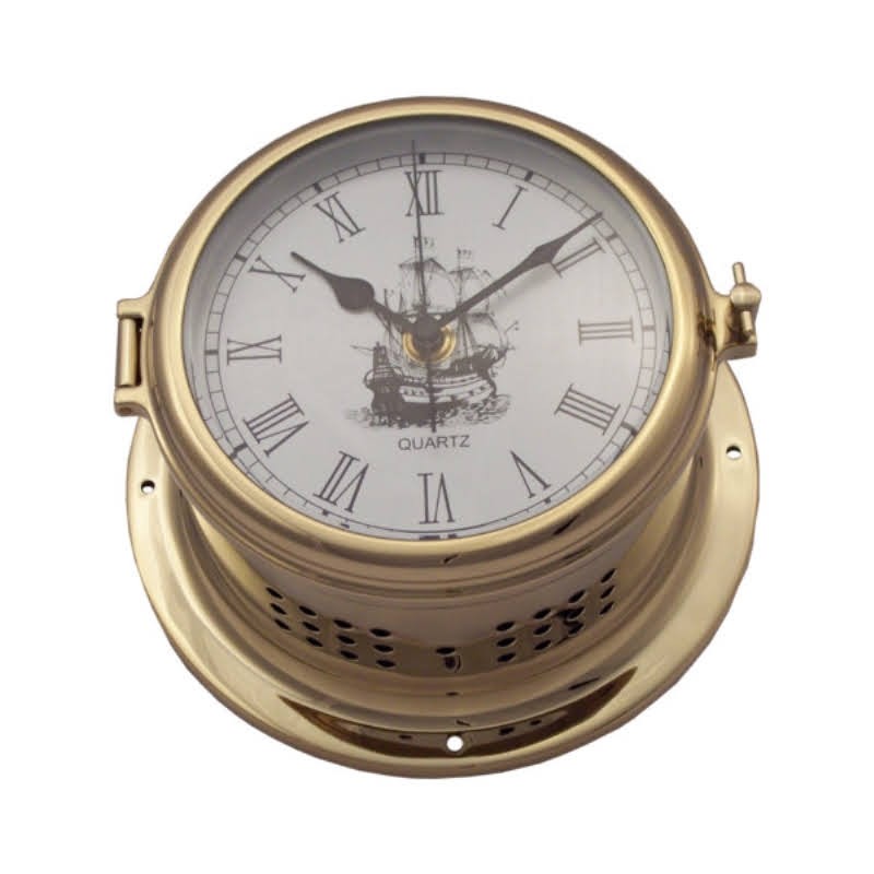 Polished brass clock 14-18x10cm