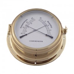 Polished brass thermo-hygrometer 14-18x7cm