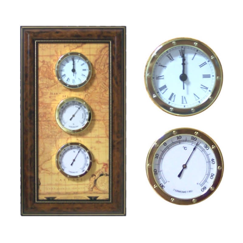 Weather station 45x23cm with clock, hygrometer and thermometer