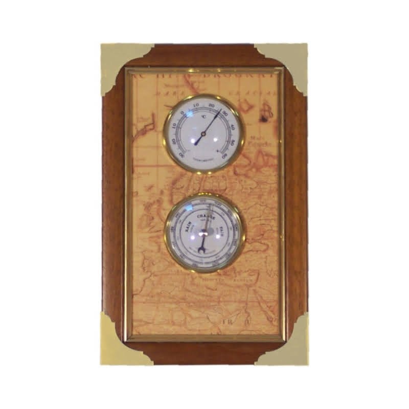 Weather station 28x18cm with thermometer and barometer