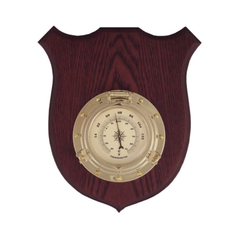 Thermometer porthole on wooden board 22x17.5x4.5cm