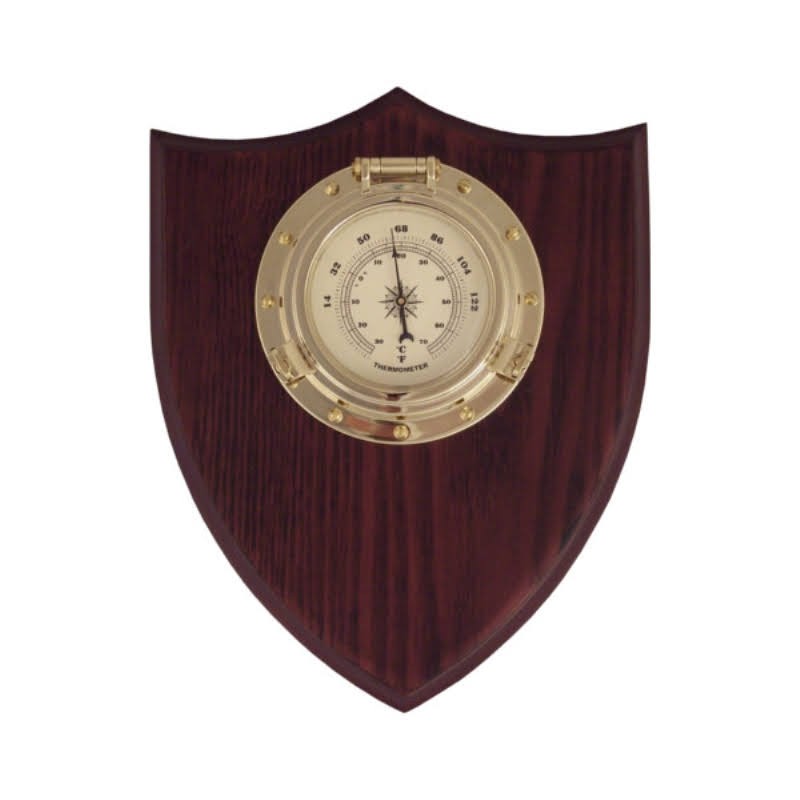Thermometer porthole on wooden board 20x18x4.5cm