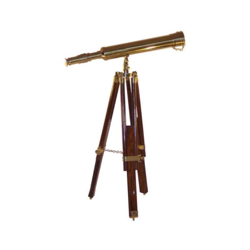 Brass telescope 45cm with wooden tripod 68cm