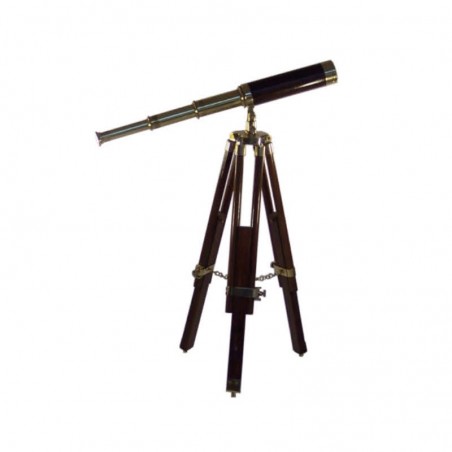 Brass telescope 46cm with wooden tripod 68cm