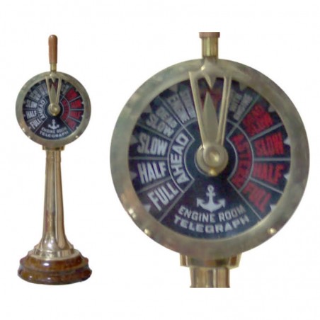Brass telegraph with wooden base 48x15 cm