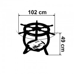 Rudder wheel table 102x49cm, measures