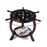 Rudder wheel table 72x49cm with white knots