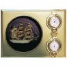Clock, hygrometer and sailboat in board 22x17x4cm