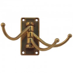 Brass wall coat rack with 3 hooks