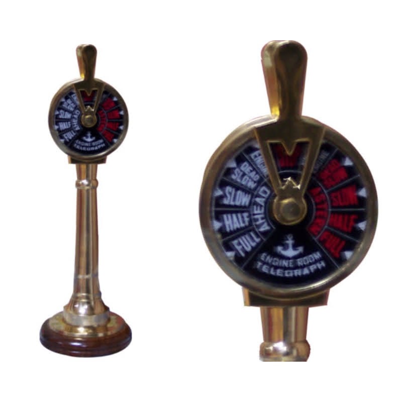 Engine order telegraph with wooden base 34x12cm