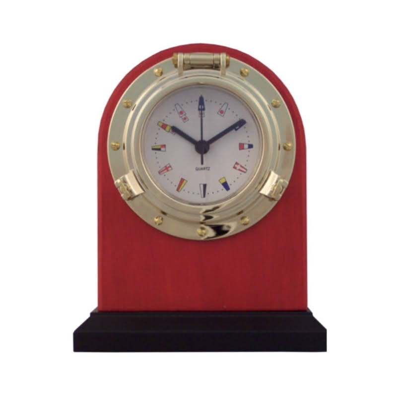 Paperweight brass porthole clock 16x13x8cm