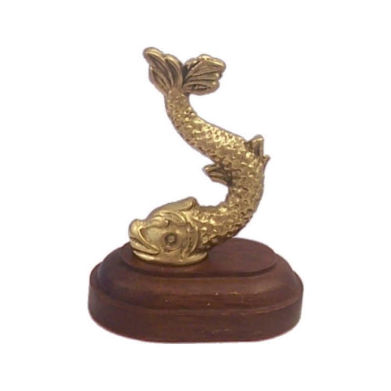 Brass Fish on wooden base 7cm