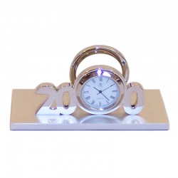 Porta-tarjetas de aluminio con reloj 12x6x5cm