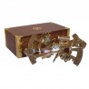 Brass double sextant 15cm with wooden box 23x13x8cm
