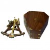 Wood and brass sextant 28cm with wooden box 32x30x14cm