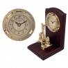 Bookend with anchor and porthole clock 20x14x13cm