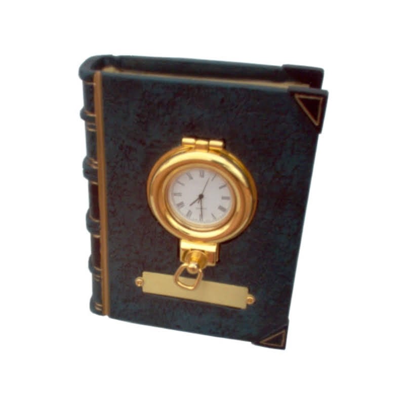 Bookend with clock in brass porthole 13x10x5cm