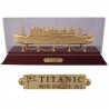 Titanic de latón dorado en vitrina 31x14x10cm