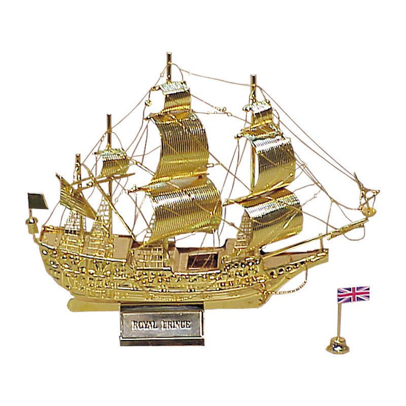 Sailboat "Royal Prince" of gilded brass 16x16x4cm