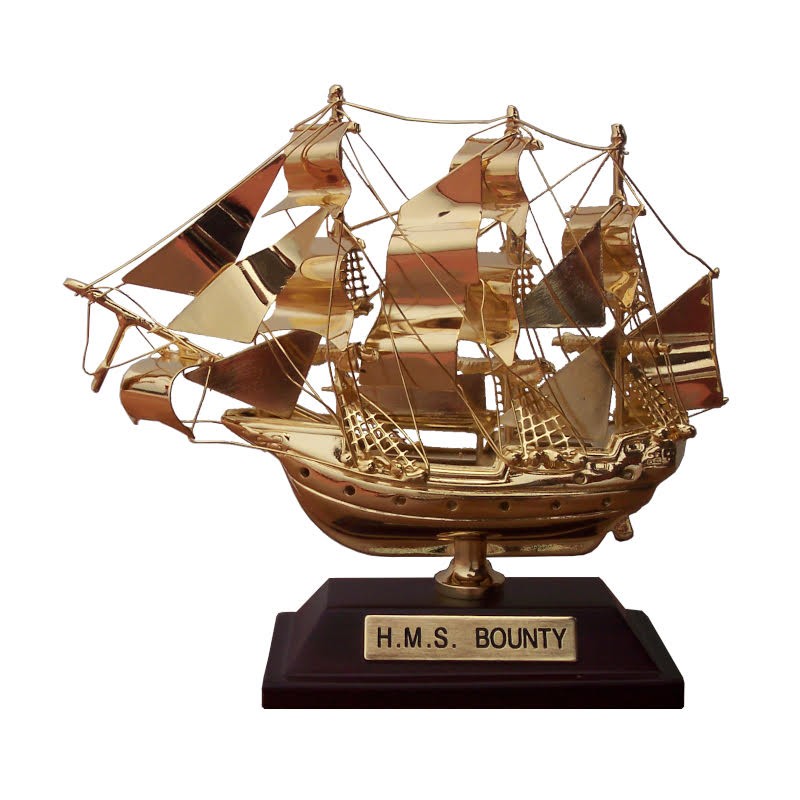 Velero "HMS Bounty" de latón dorado 10x8x4cm