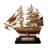 Sailboat "USS Constitution" of gilded brass 10x8x4cm