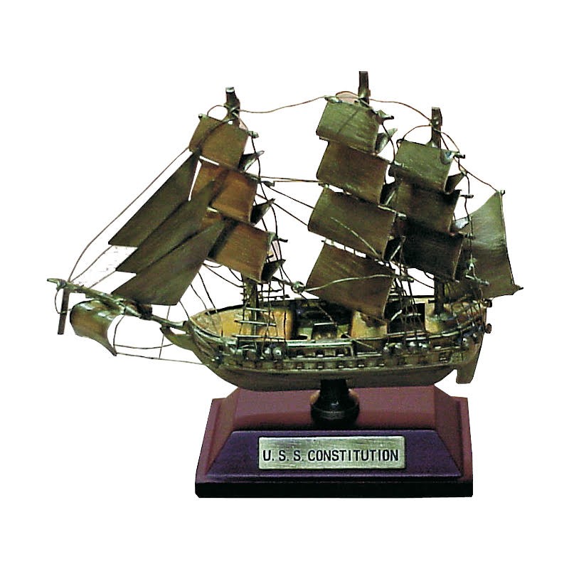 Sailboat "USS Constitution" of old brass 10x8x4cm
