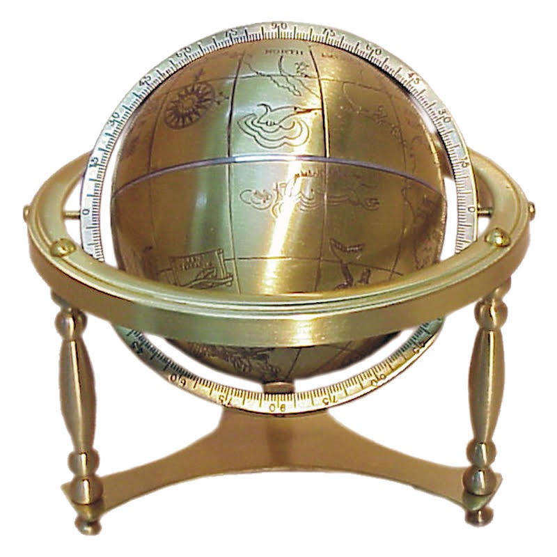 Brass world globe 13cm