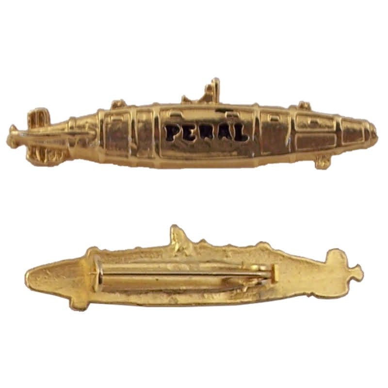 Pin Peral submarine, of gilded metal