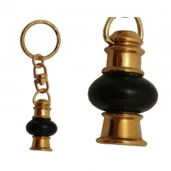 Keychain Lantern green light bulb, of brass and glass