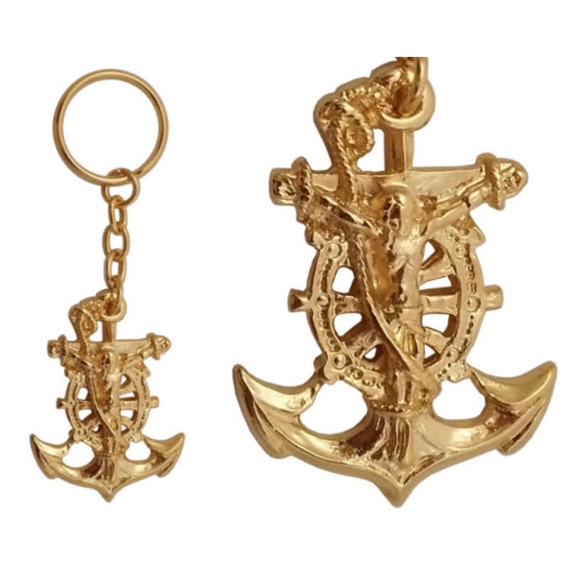 Keychain Christ of sea, gilded metal