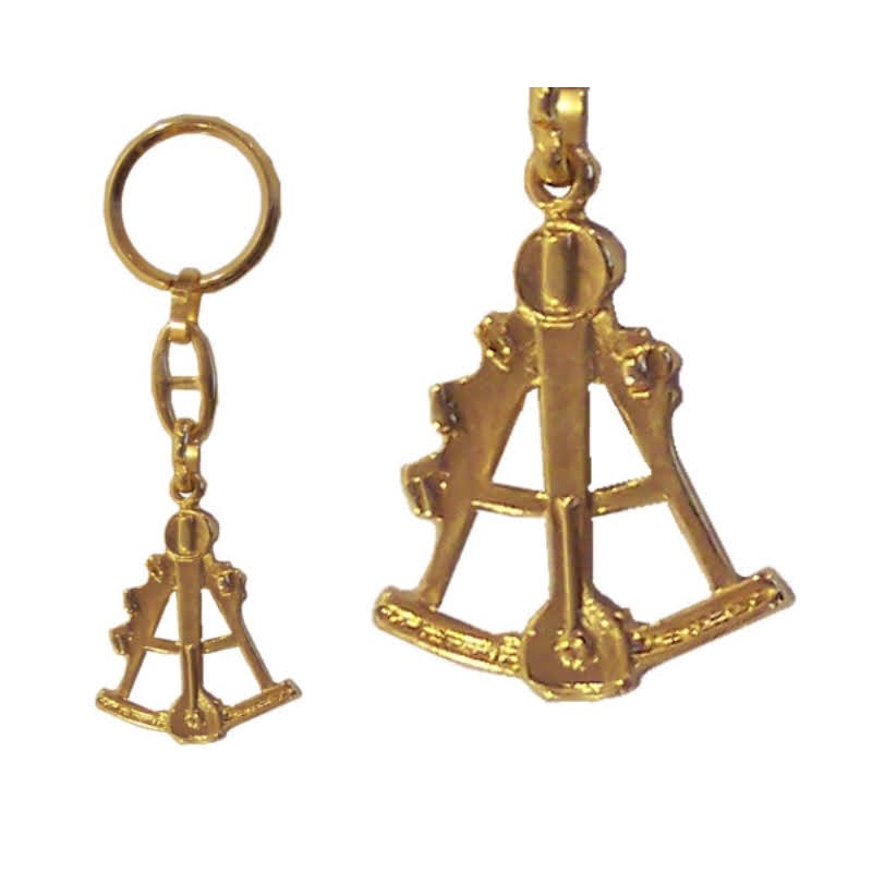 Keychain Sextant, of gilded metal