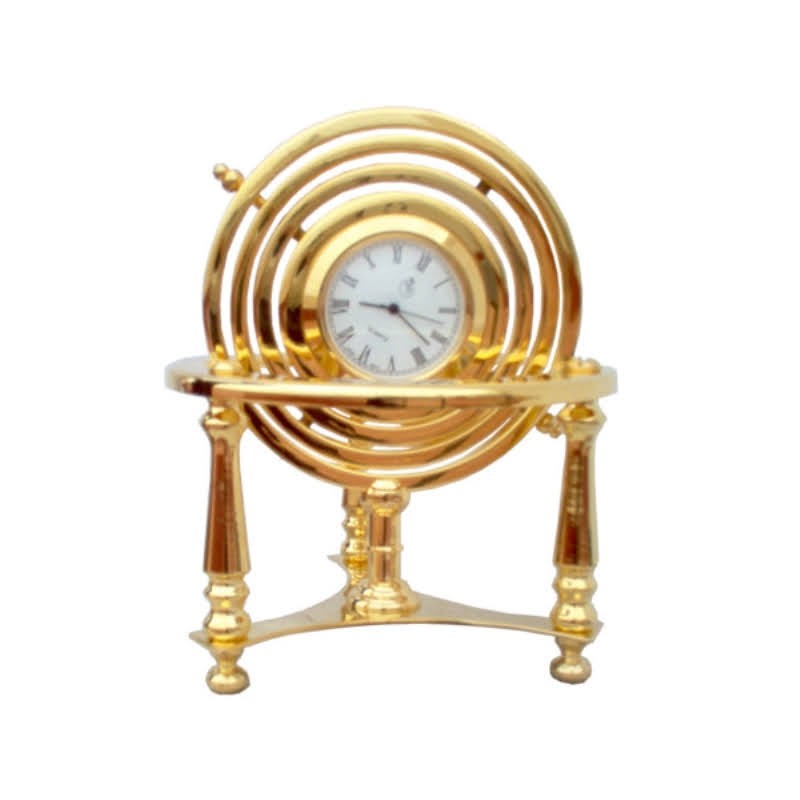 Armillary sphere with watch, of gilded brass 12x9cm