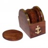 Set 6 wooden coasters with box 10x6x9cm